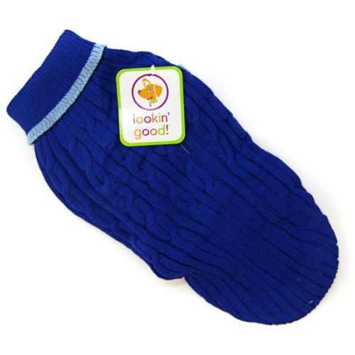 Fashion Pet Cable Knit Dog Sweater  Blue