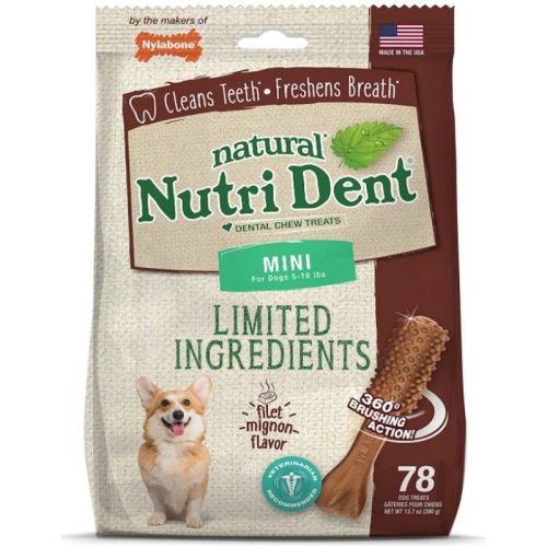 Nylabone Natural Nutri Dent Filet Mignon Dental Chews  Limited Ingredients